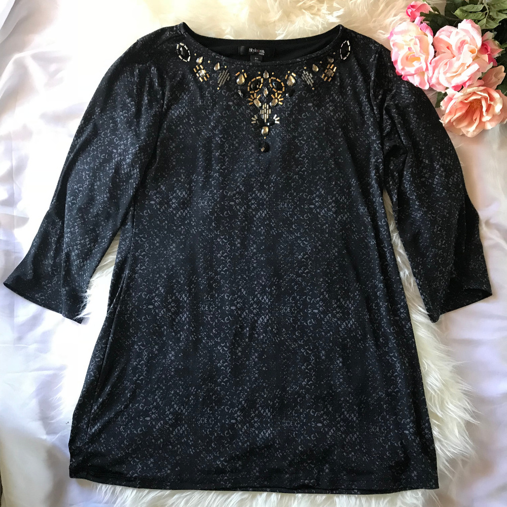 Style & Co. Black Top Blouse Sz Mp  (B24)